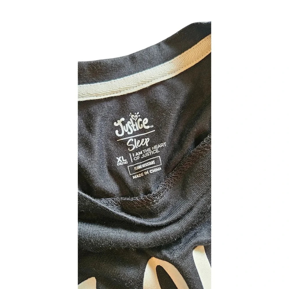 Justice Girls‎ Sleep Pajama Set XL Black Low Key Lazy Sunday Rainbow Shorts